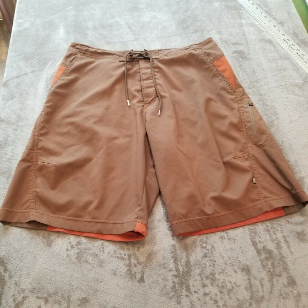 REI Men's Size 36 Swim Trunks Board Shorts Stretch Drawcord Waist UPF 30+ Brown